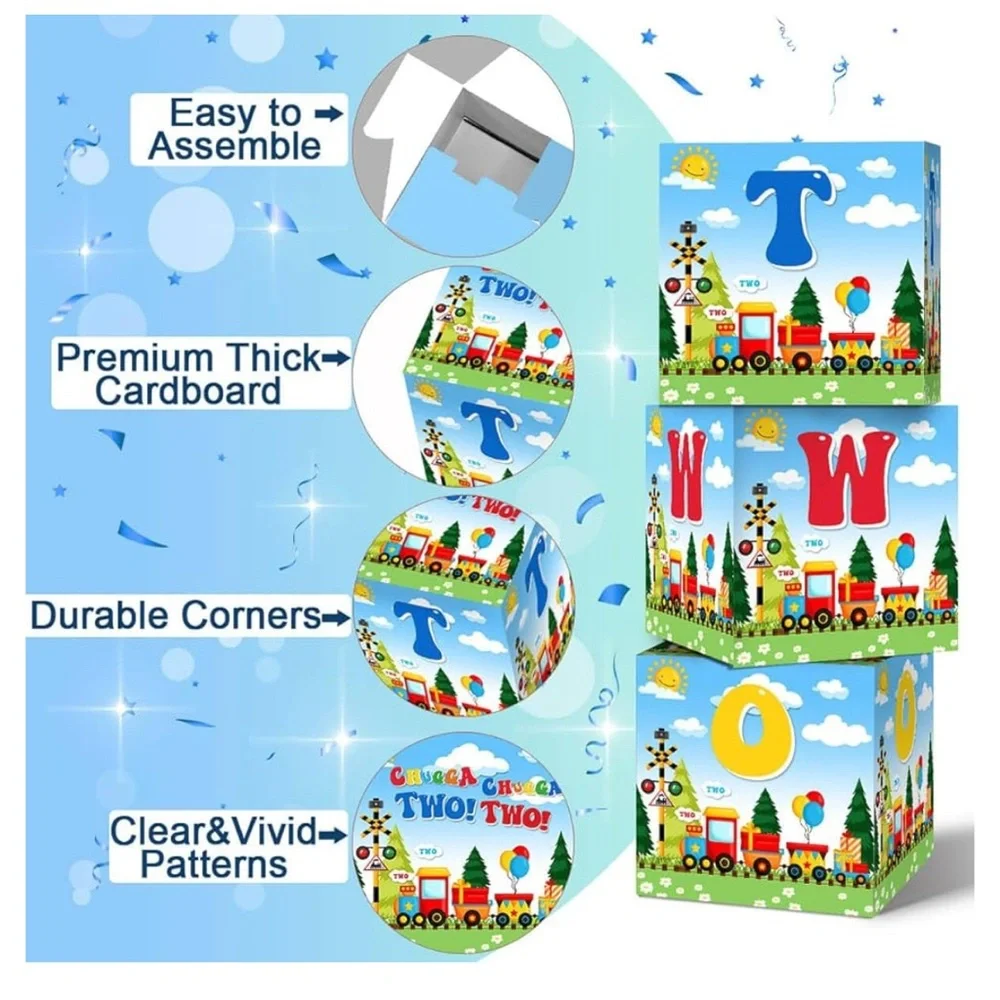 Chugga Chugga Two Two Balloon Boxes Train, 3 pc.,2nd Birthday Party Supplies